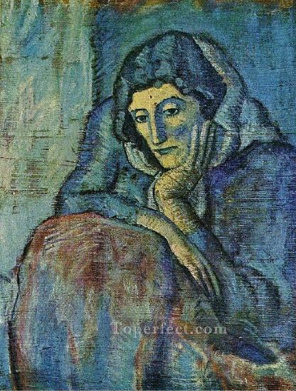 Femme en bleu 1901 Cubism Oil Paintings